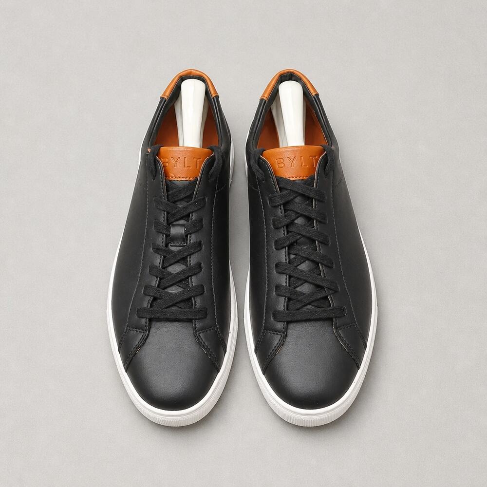 BYLT Premium Basics Everyday Shoes Black Leather Minimalist Sneakers Men's 12